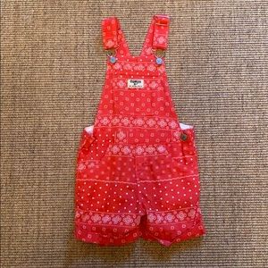 Oshkosh red bandana print short overalls size 3T
